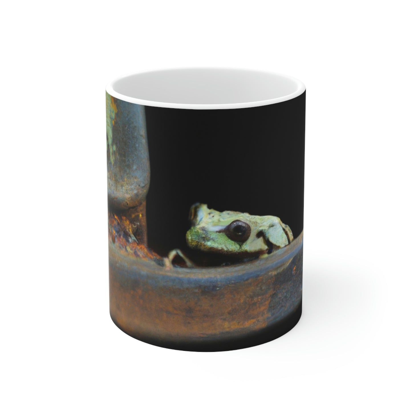 "A Tad Too Far: The Tale of a Train-Stuck Frog." - The Alien Ceramic Mug 11 oz