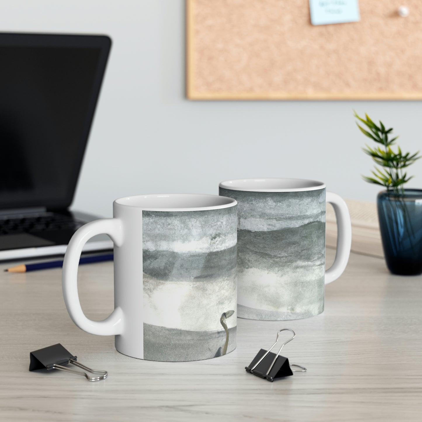 "A Sea of Turmoil: A Heron's Restlessness". - The Alien Ceramic Mug 11 oz