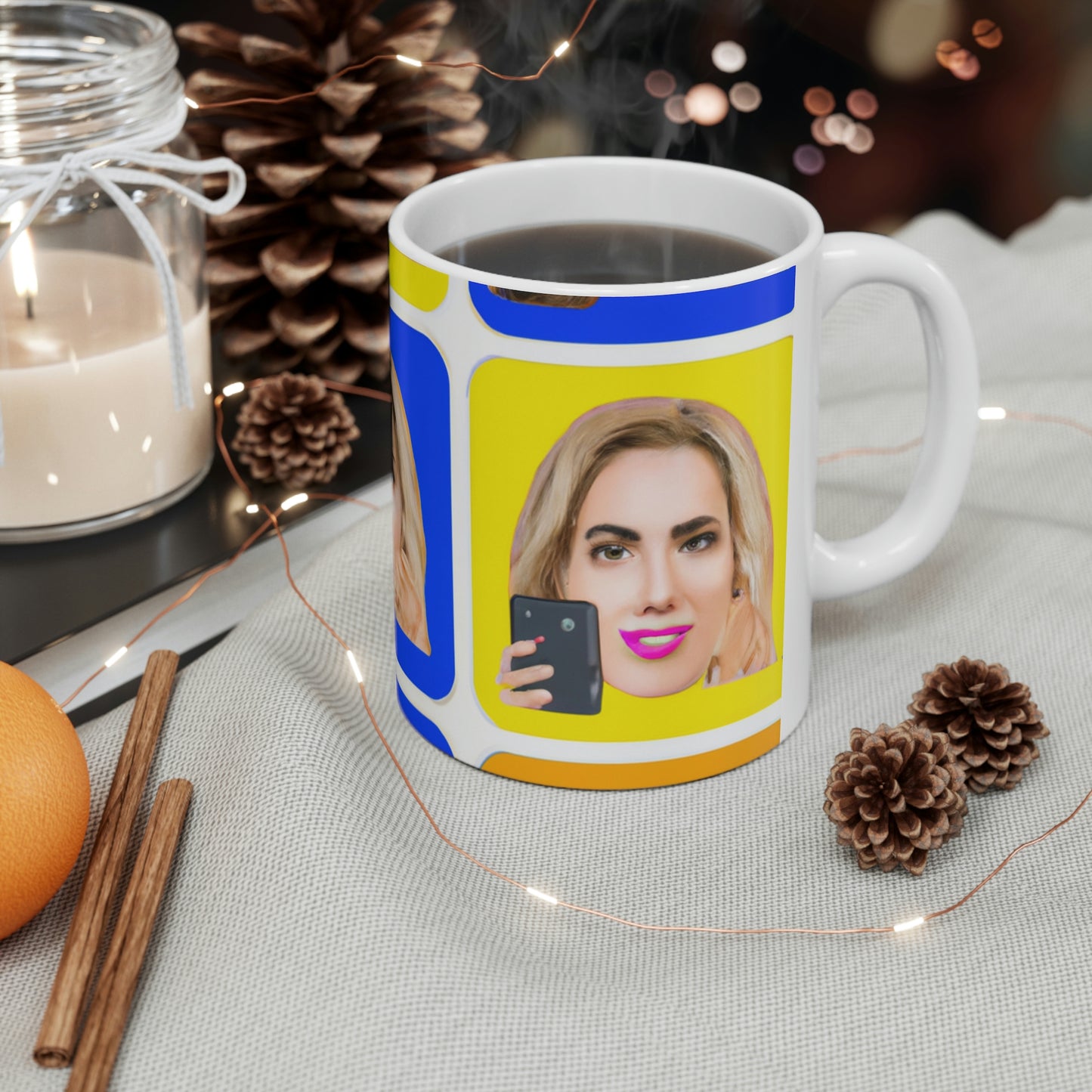 "Emoji-zing a Celebrity: A Pop Art Portrait" - The Alien Ceramic Mug 11 oz