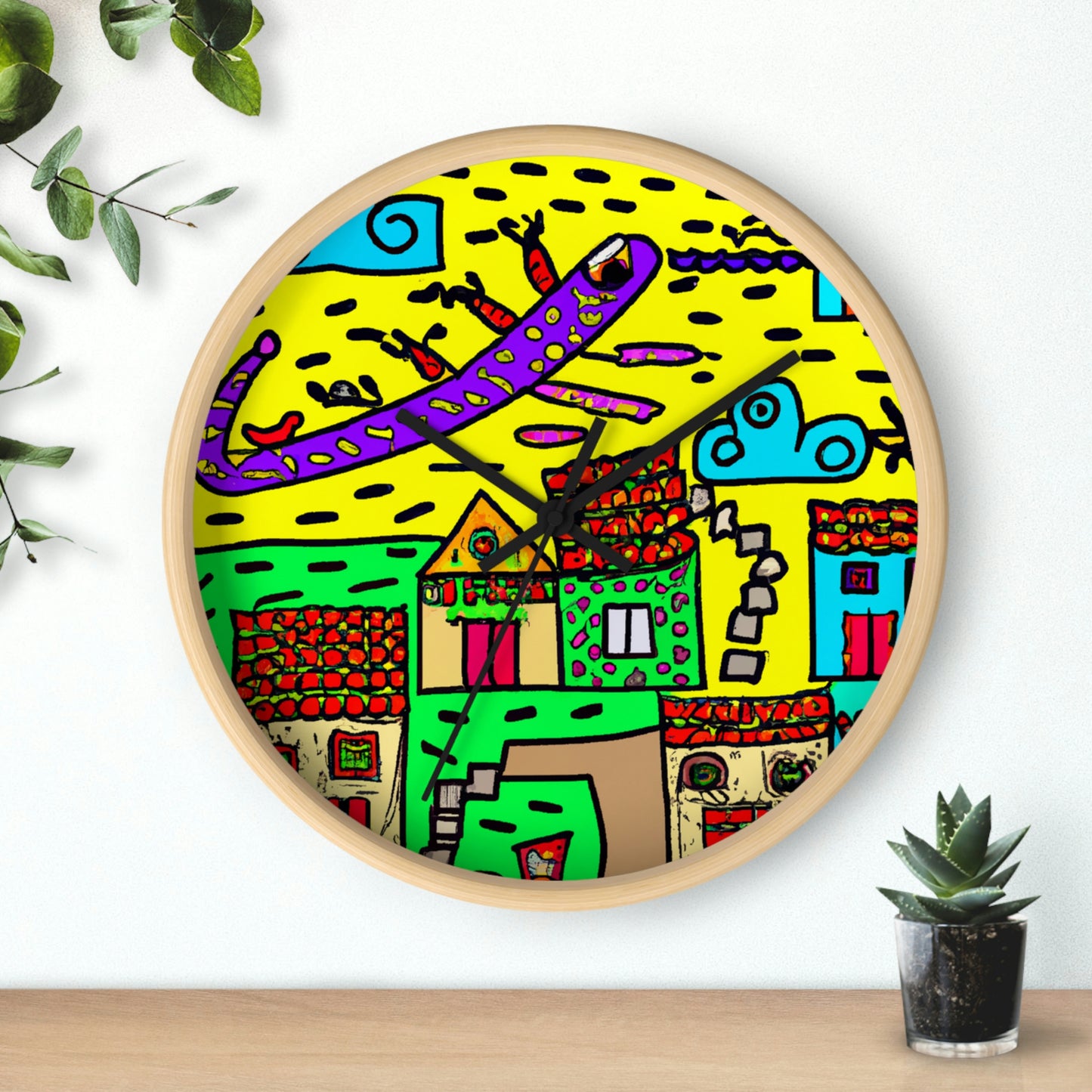 "A Slumbering Village of the Soaring Dragon" - The Alien Wall Clock