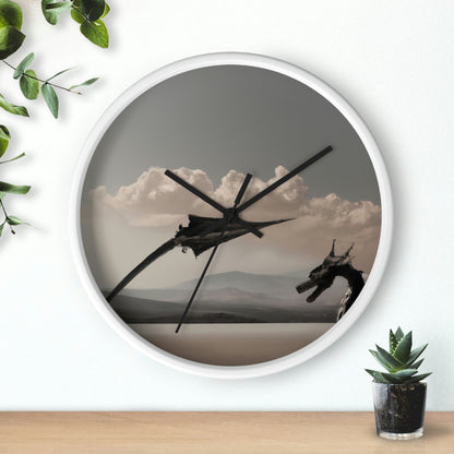 "A Warrior's Last Stand: The Battle Against the Metal Dragon" - The Alien Wall Clock