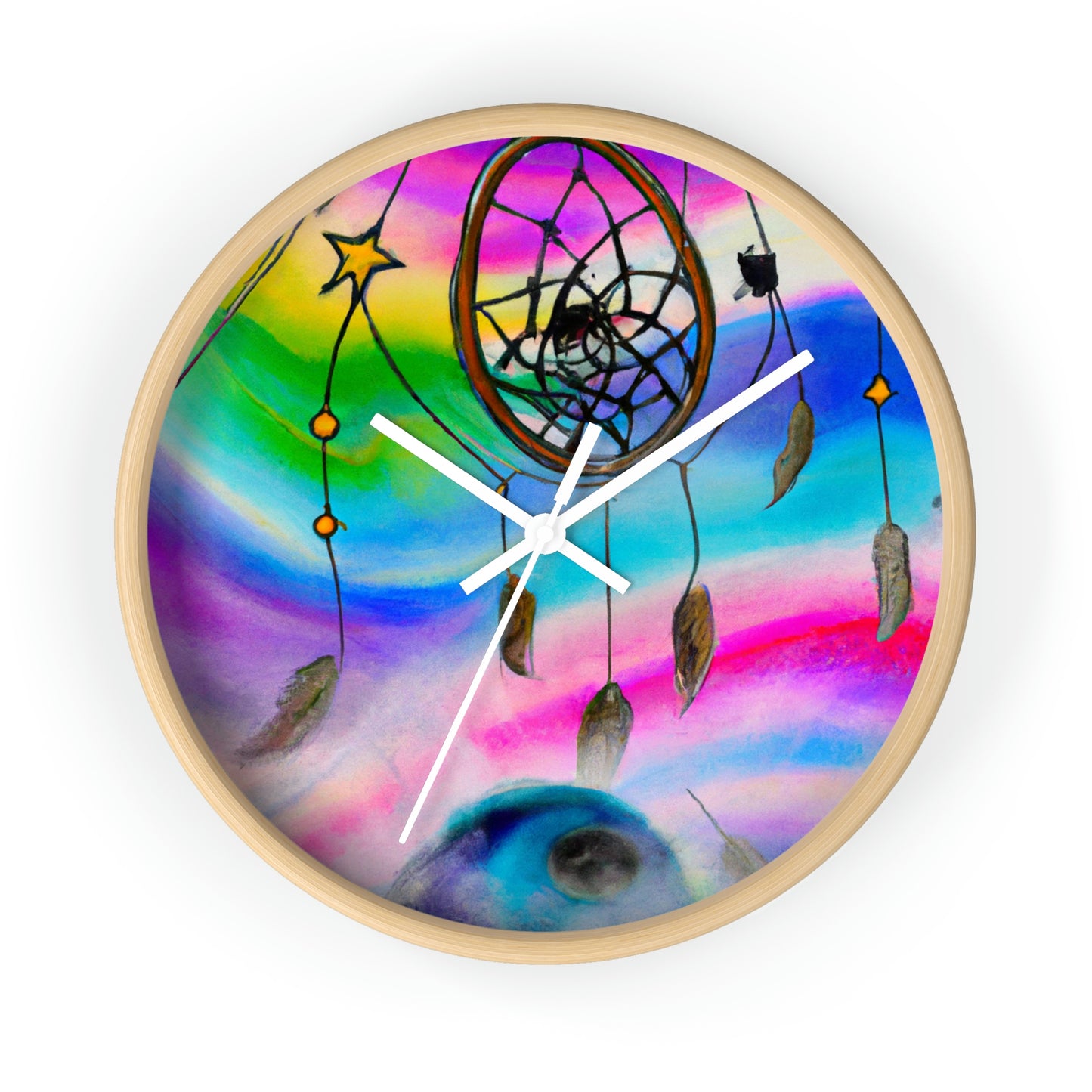 "A Galaxy of Dreams: A Colorful Dreamcatcher Captures Falling Stardust" - The Alien Wall Clock