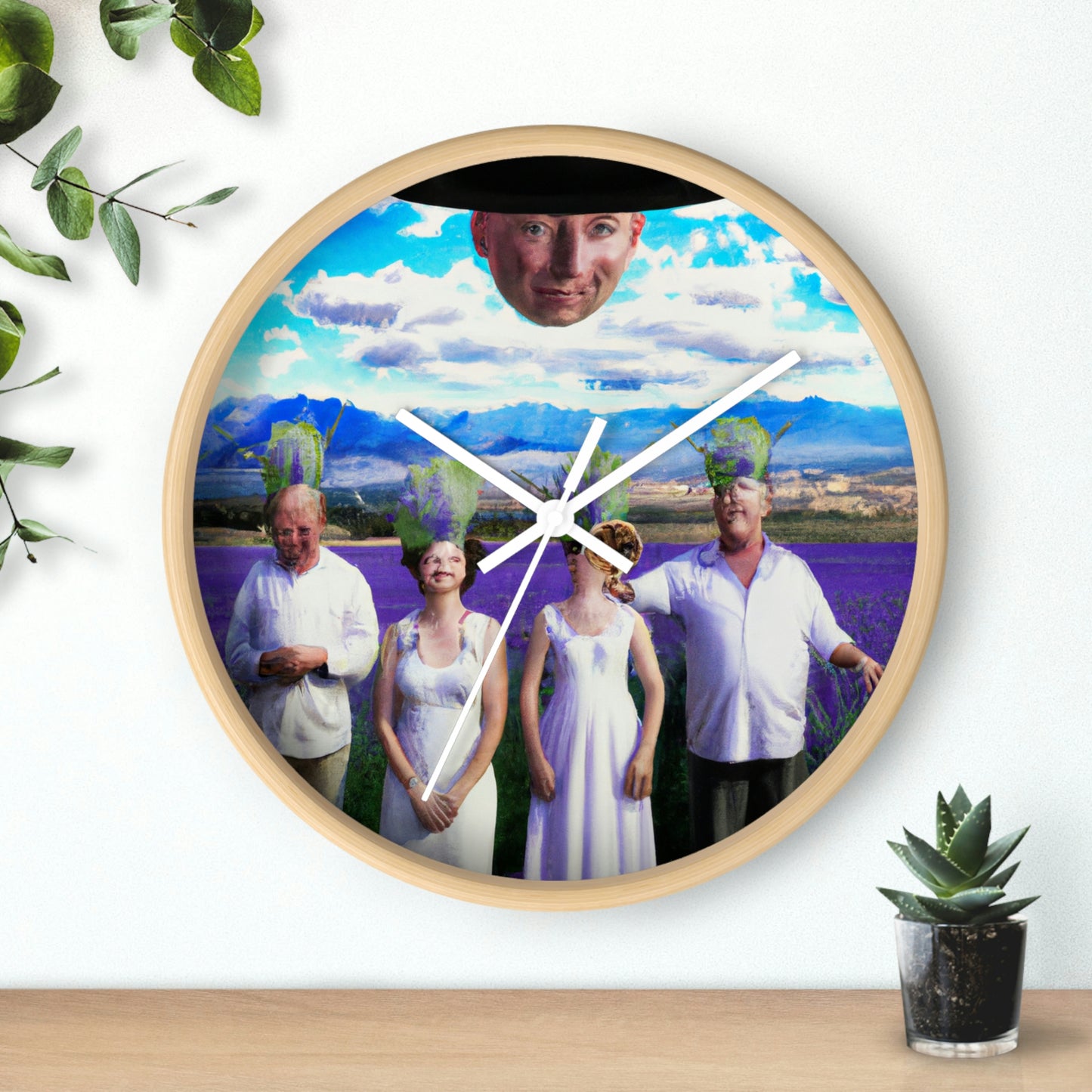 "Reunión familiar de lavanda: una celebración floreciente" - El reloj de pared alienígena