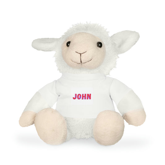 The Alien Plush Bear, Bunny, Elephant, or Sheep with T-Shirt John