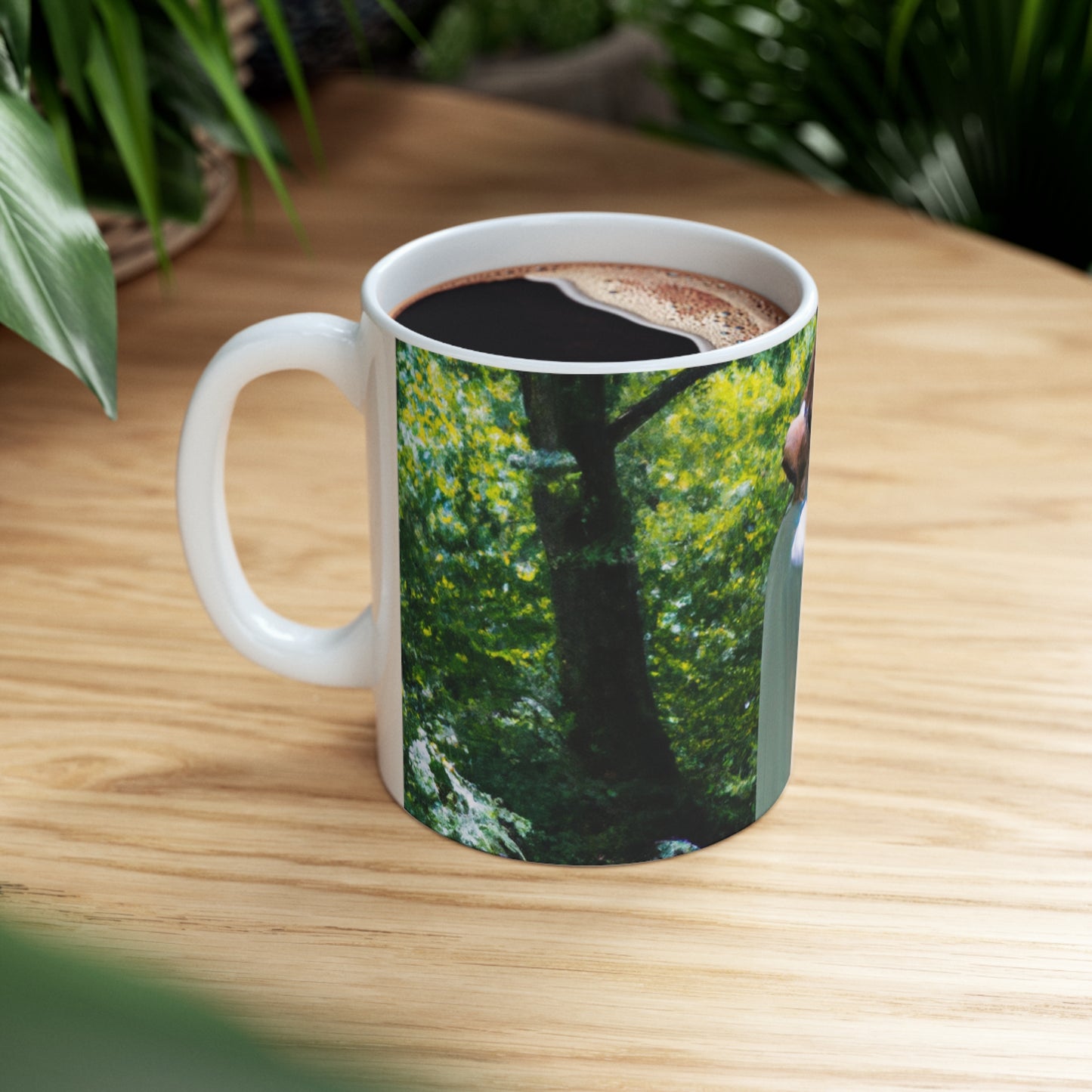 "Encantamiento en aceite: la visión de un bosque mágico de un joven artista" - Taza de cerámica The Alien 11 oz