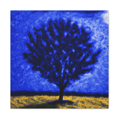 "A Lone Blue Tree in the Moonlight Field" - The Alien Canva