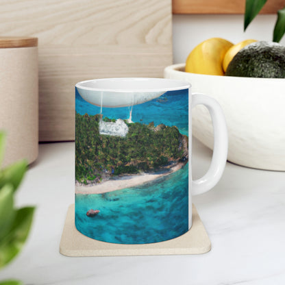 "Exploring Mystery Island by Airship" - The Alien Ceramic Mug 11 oz