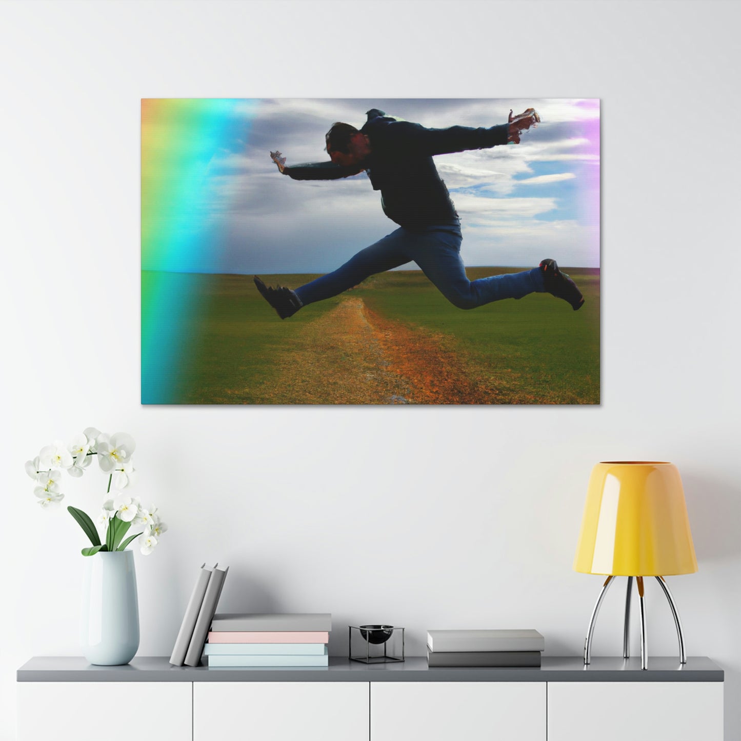 Regenbogen-Jumper-Künstler - Leinwand