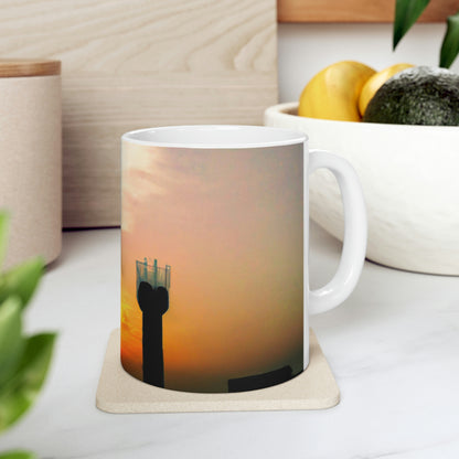 "Vuela más allá del esplendor del sol poniente" - The Alien Taza de cerámica 11 oz