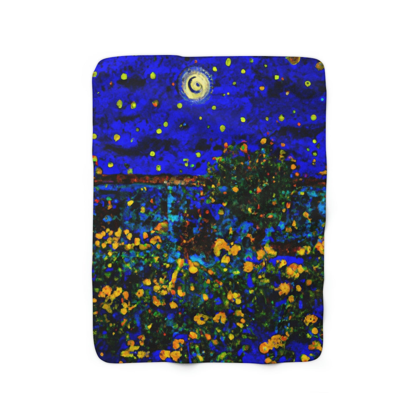 "A Midnight Celebration in Grandma's Garden" - The Alien Sherpa Fleece Blanket