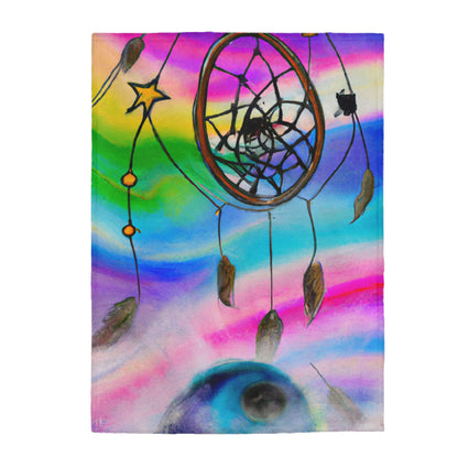 "A Galaxy of Dreams: A Colorful Dreamcatcher Captures Falling Stardust" - La manta de felpa Alien Velveteen