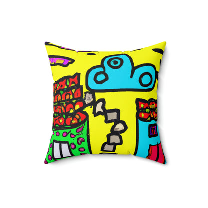 "A Slumbering Village of the Soaring Dragon" - The Alien Square Pillow