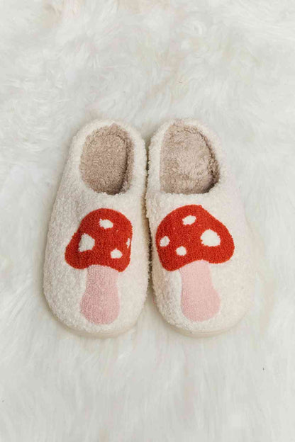 Pantuflas tipo chanclas de felpa con estampado de setas Melody