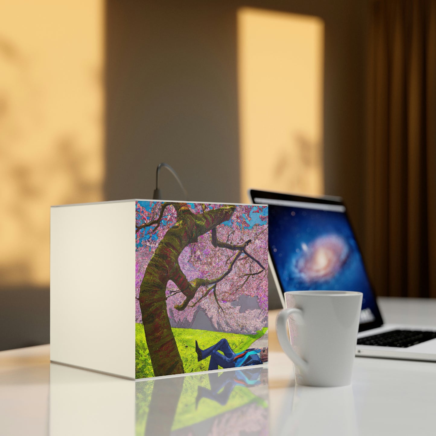 "A Moment of Calm Beneath the Cherry Blossoms" - The Alien Light Cube Lamp