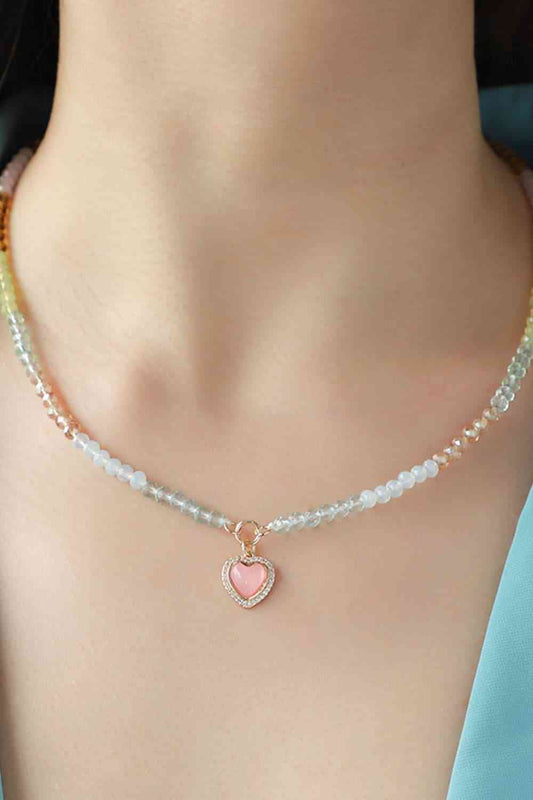 Herz-Anhänger-Perlen-Halskette