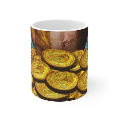 "Feline Fortune in a Foliage of Finances" - Taza de cerámica The Alien 11 oz