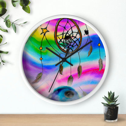 "Una galaxia de sueños: un colorido atrapasueños captura el polvo de estrellas que cae" - El reloj de pared alienígena