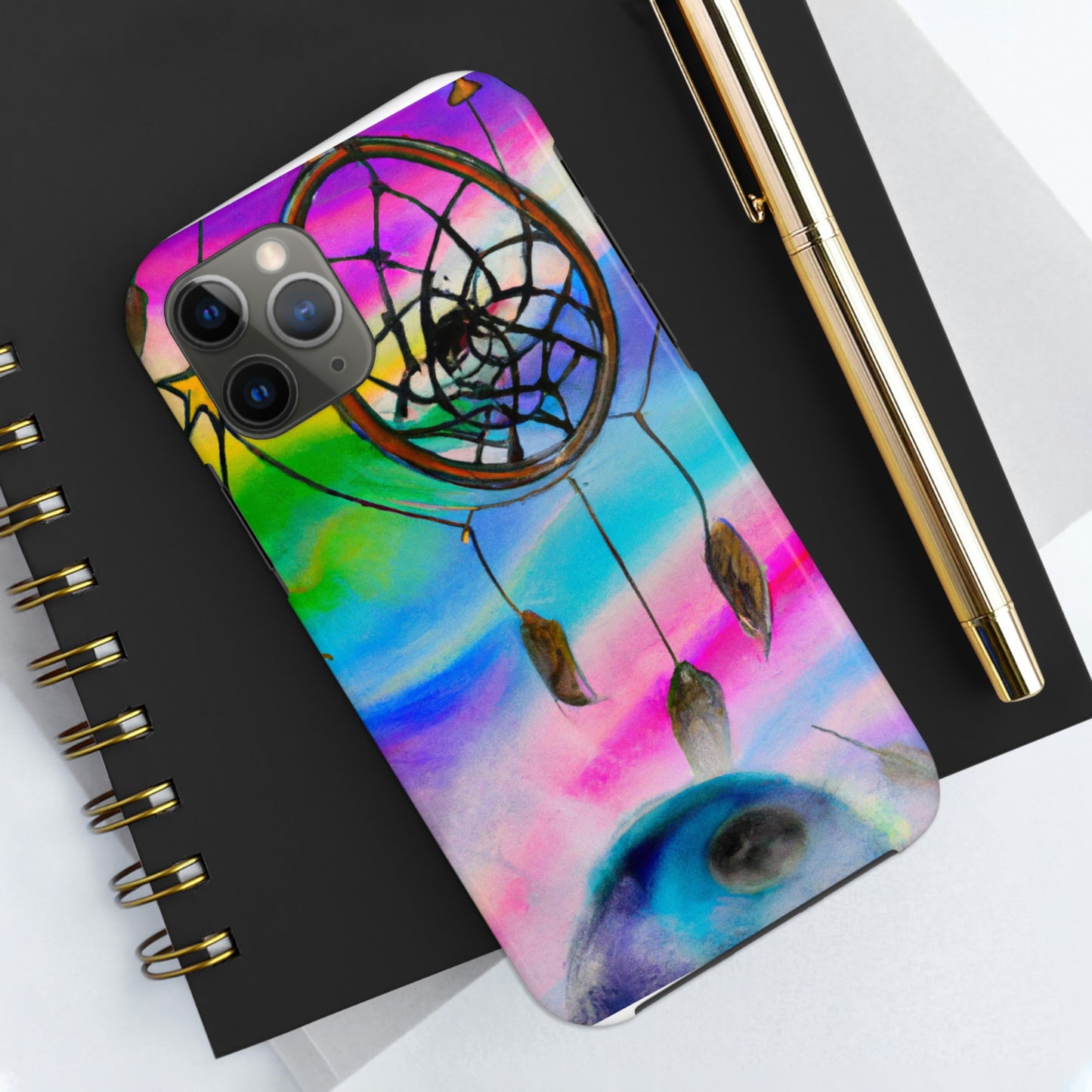 "A Galaxy of Dreams: A Colorful Dreamcatcher Captures Falling Stardust" - The Alien Tough Phone Cases