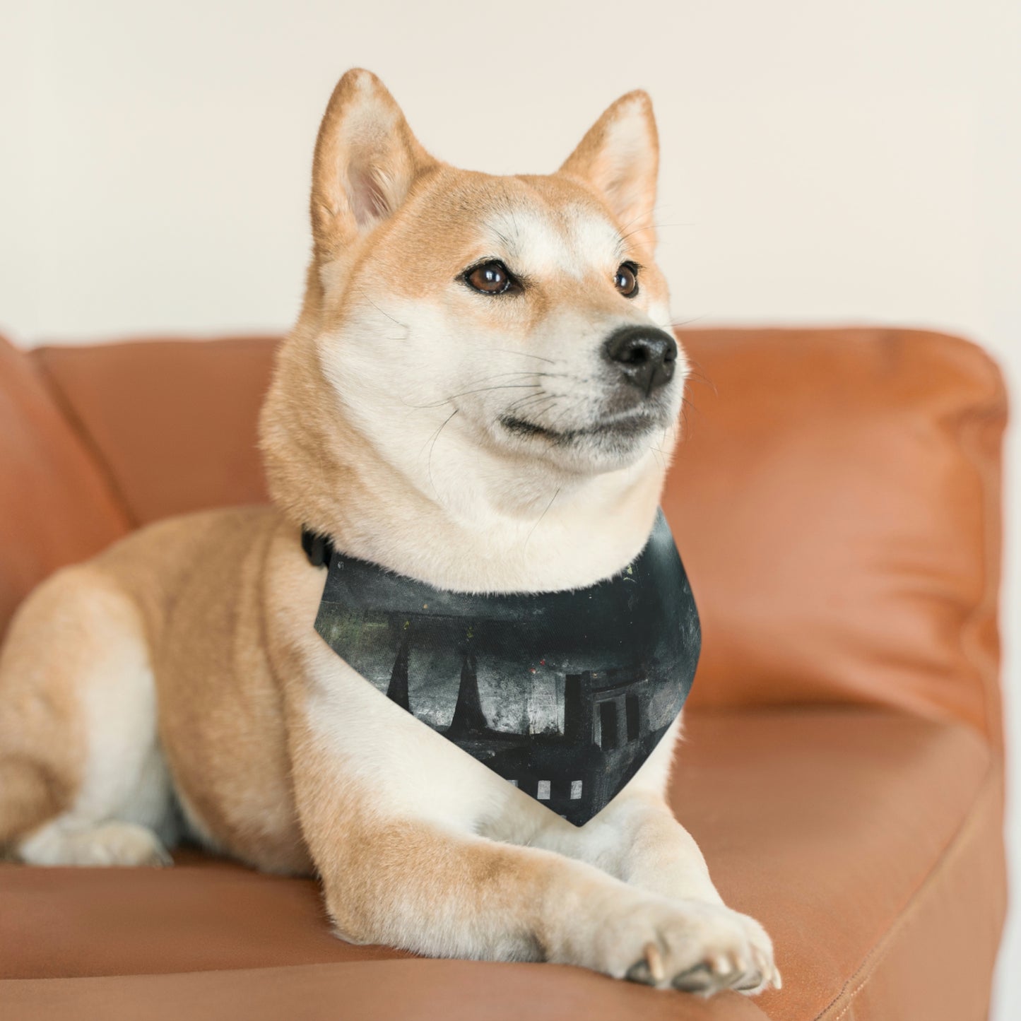 "Luminous Nocturne: A City Lit By Moonlight" - The Alien Pet Bandana Collar