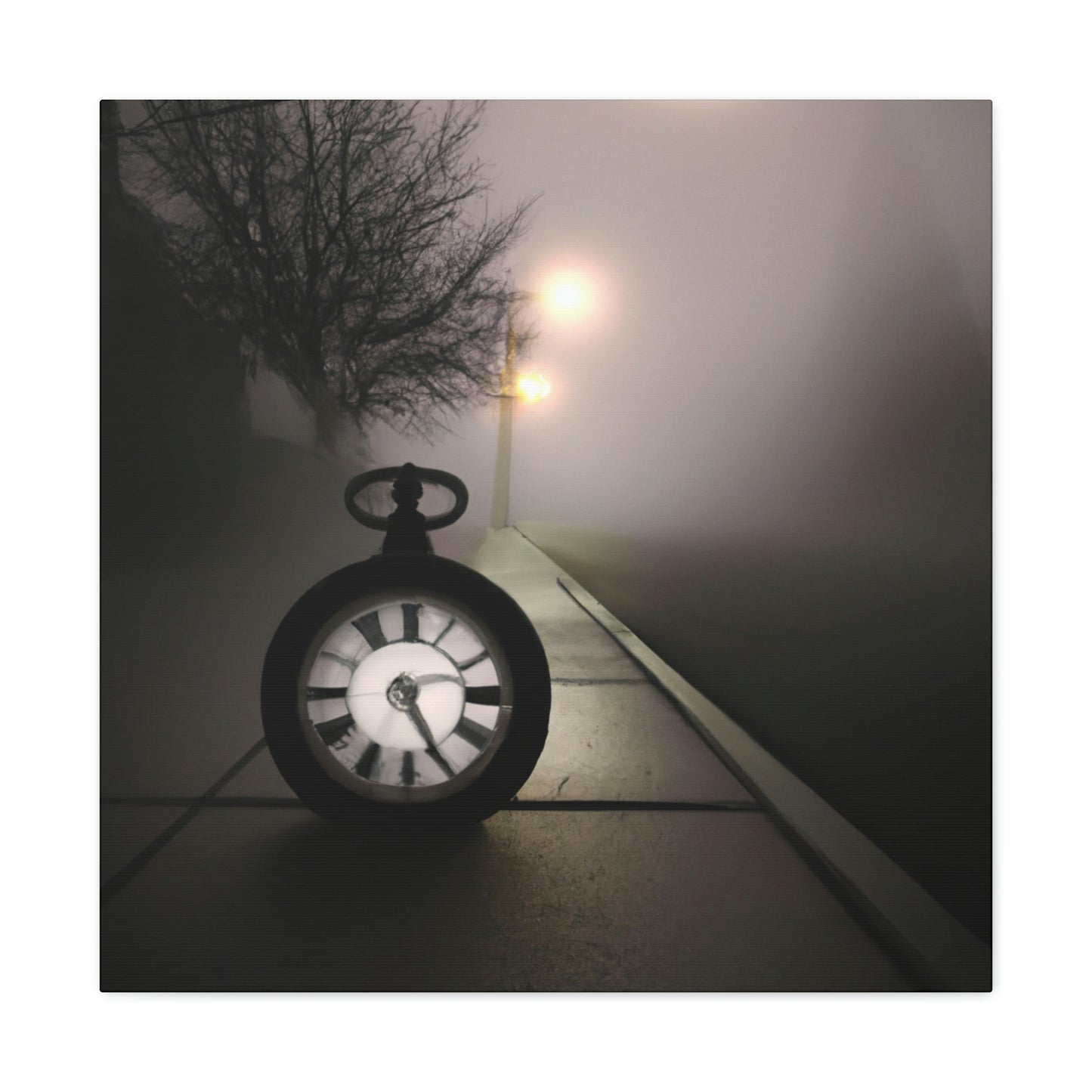 "El reloj solitario en Foggy Lane" - The Alien Canva