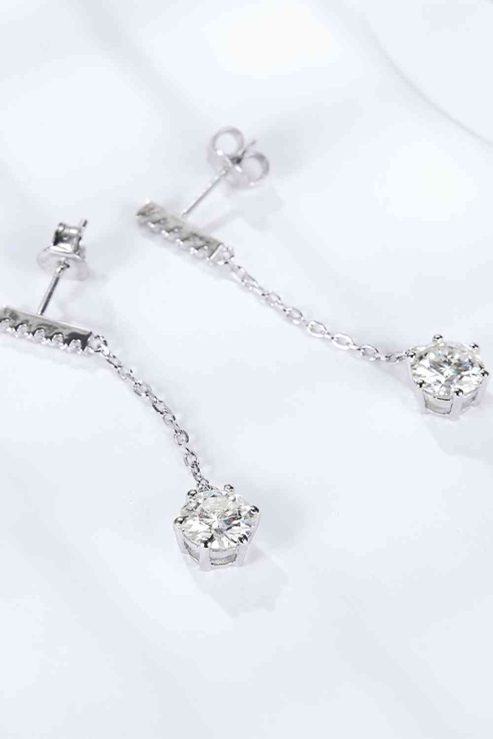 6-Prong Round Moissanite Drop Earrings