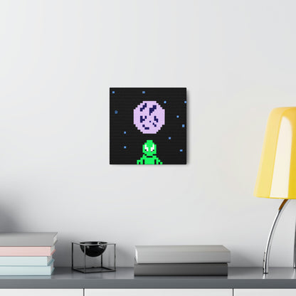 "Lonely Witness of the Night Sky" - The Alien Canva Pixel Art