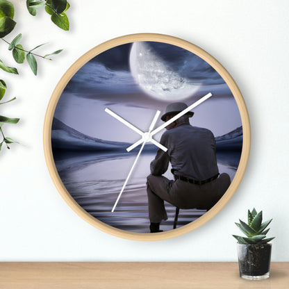 Moonlight Reflections on a Quiet Lake - The Alien Wall Clock