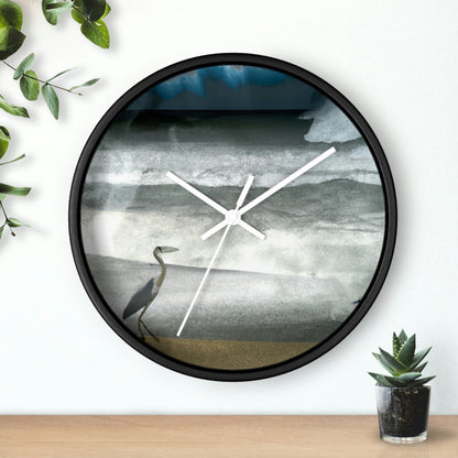 "A Sea of Turmoil: A Heron's Restlessness". - The Alien Wall Clock