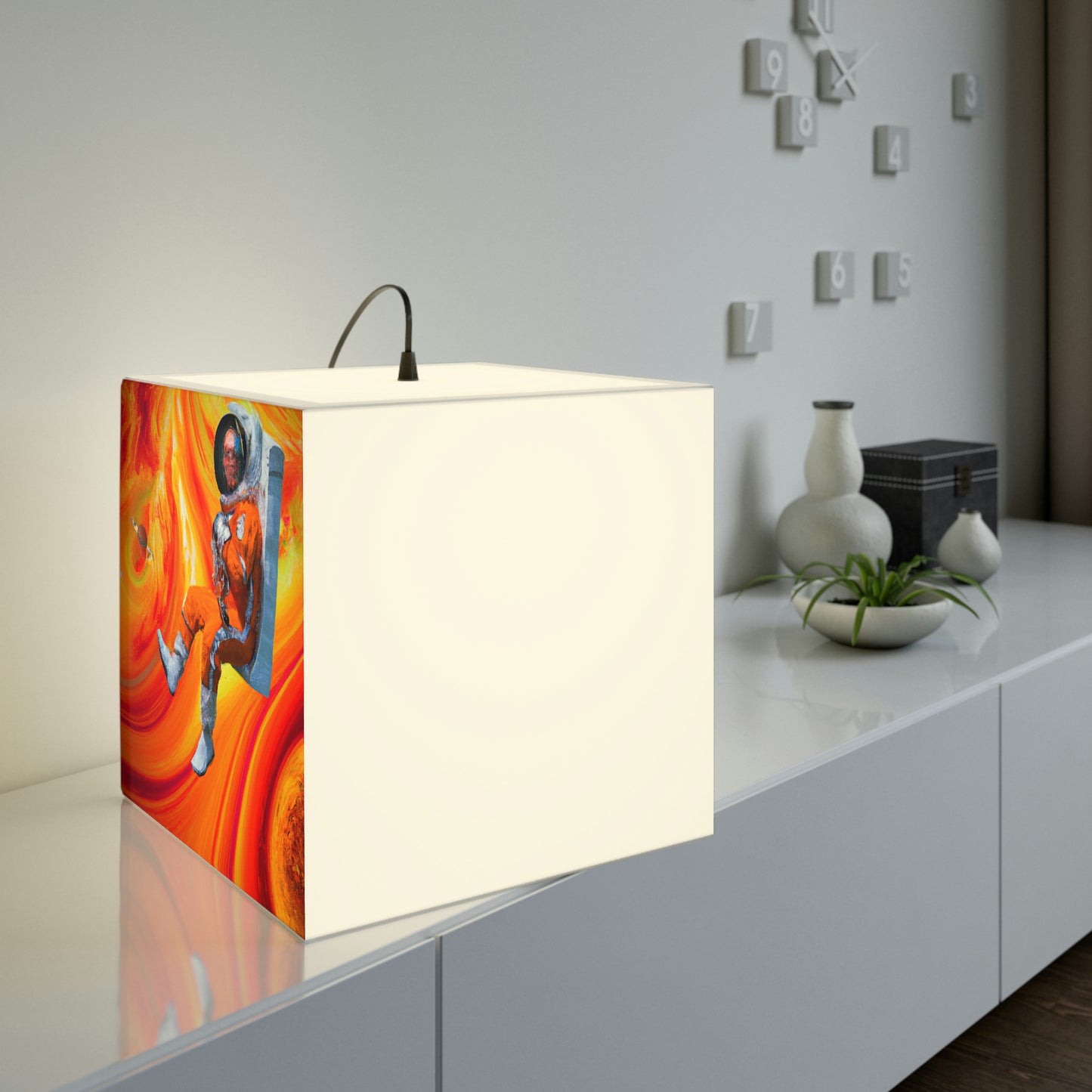 "Journeying in the Burning Orange Galaxy" - The Alien Light Cube Lamp