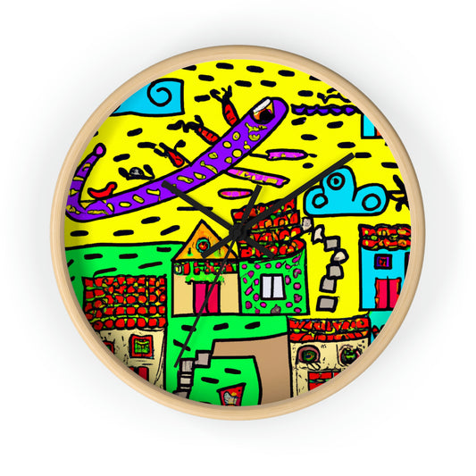 "A Slumbering Village of the Soaring Dragon" - The Alien Wall Clock