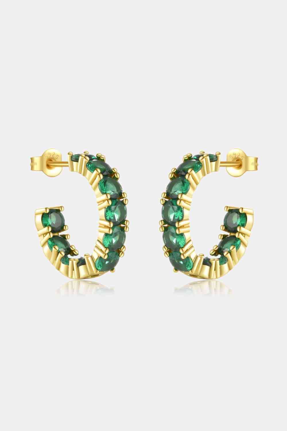 Inlaid Zircon C-Hoop Earrings