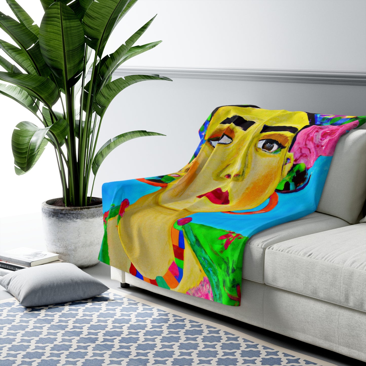 "Fierce and Free: A Frida Kahlo-Inspired Tribute to Mexican Women" - The Alien Sherpa Fleece Blanket