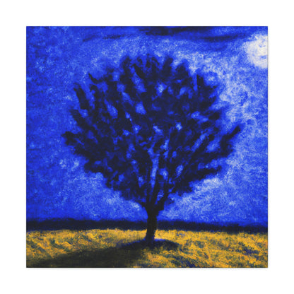 "Ein einsamer blauer Baum im Mondscheinfeld" - The Alien Canva