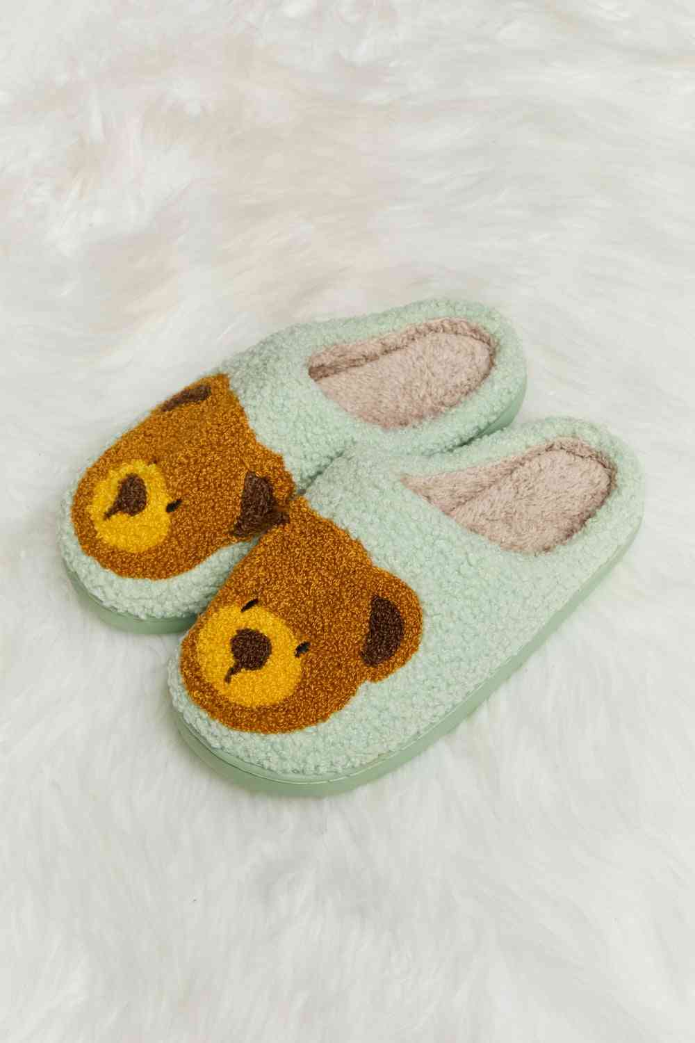 Pantuflas tipo chanclas de felpa con estampado de osito de peluche Melody