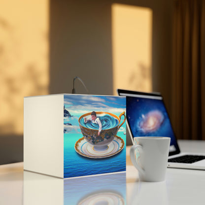 "Adrift in a China Cup: The Story of a Lost Child's Oceanic Adventure" - The Alien Light Cube Lamp