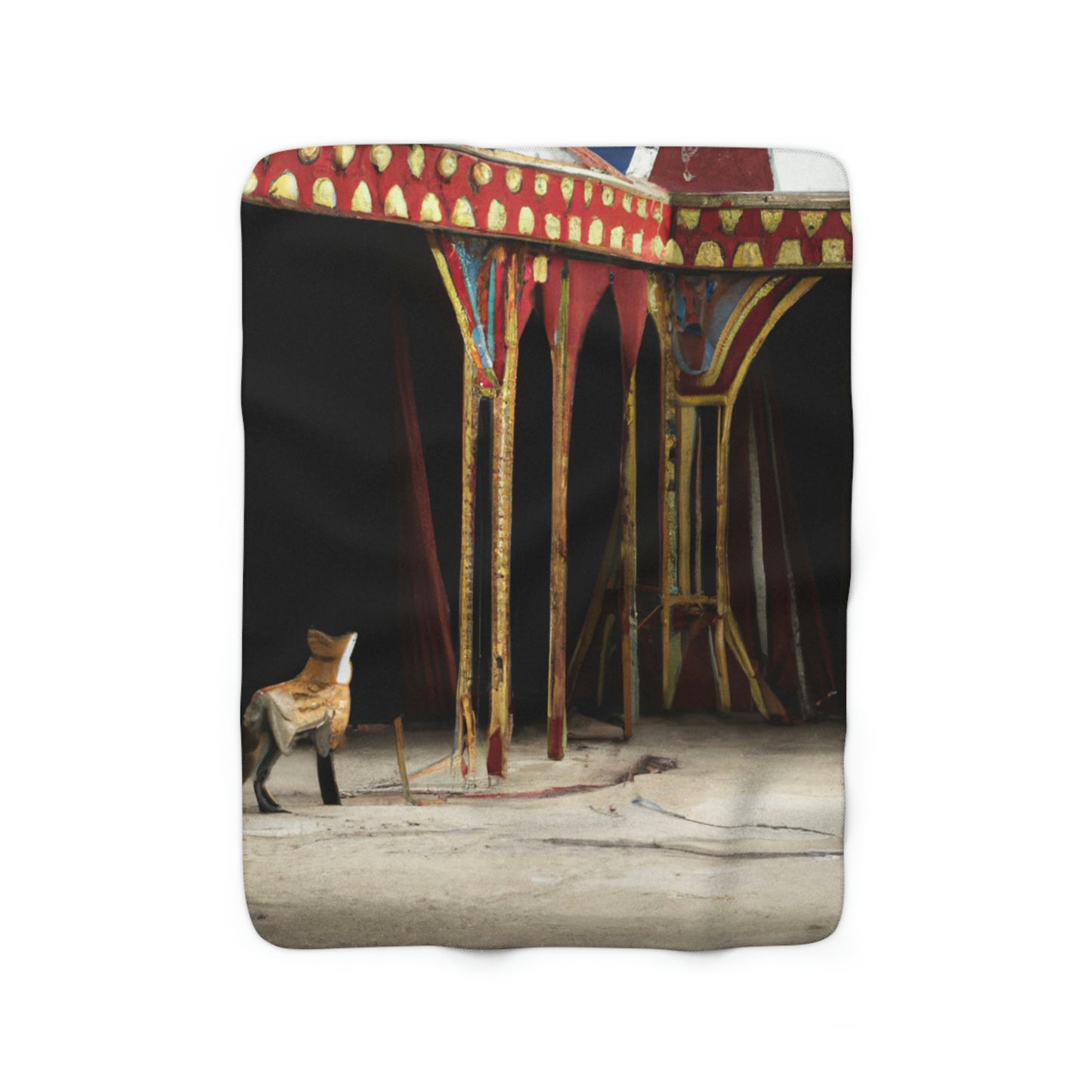 "The Adventures of a Sly Fox at the Abandoned Carnival" - The Alien Sherpa Fleece Blanket