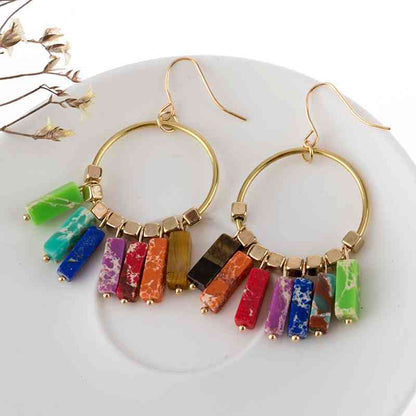 Pendientes colgantes de piedras multicolores