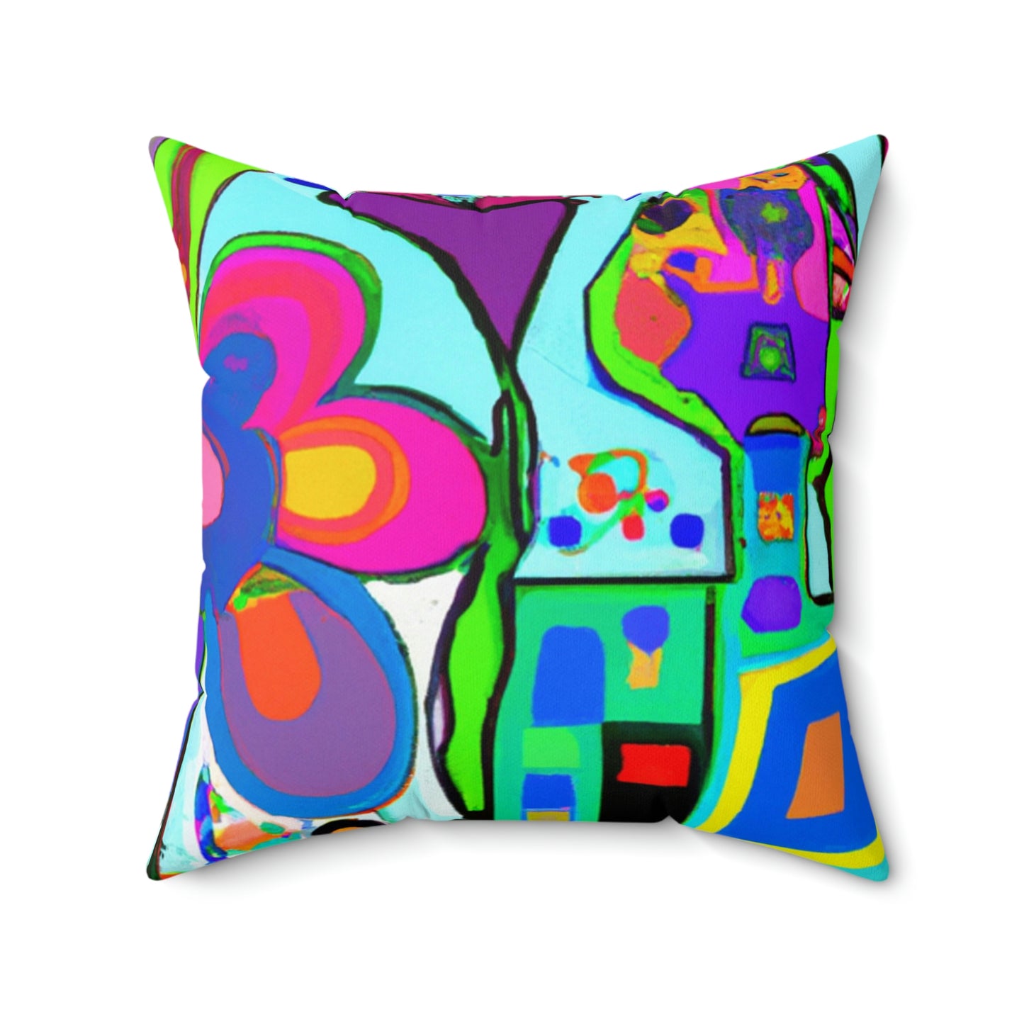 "A Mystical Garden of Rainbow Petals" - The Alien Square Pillow