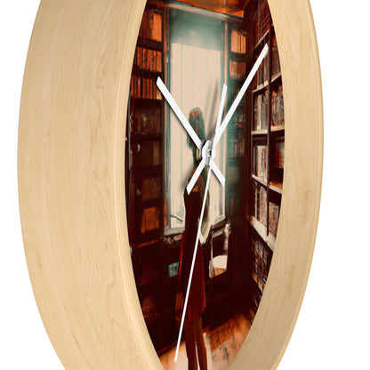 "The Enchanted Library Maze" - The Alien Wall Clock