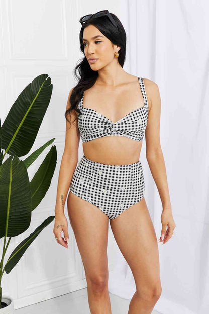 Bikini negro de talle alto Take A Dip Twist de Marina West Swim