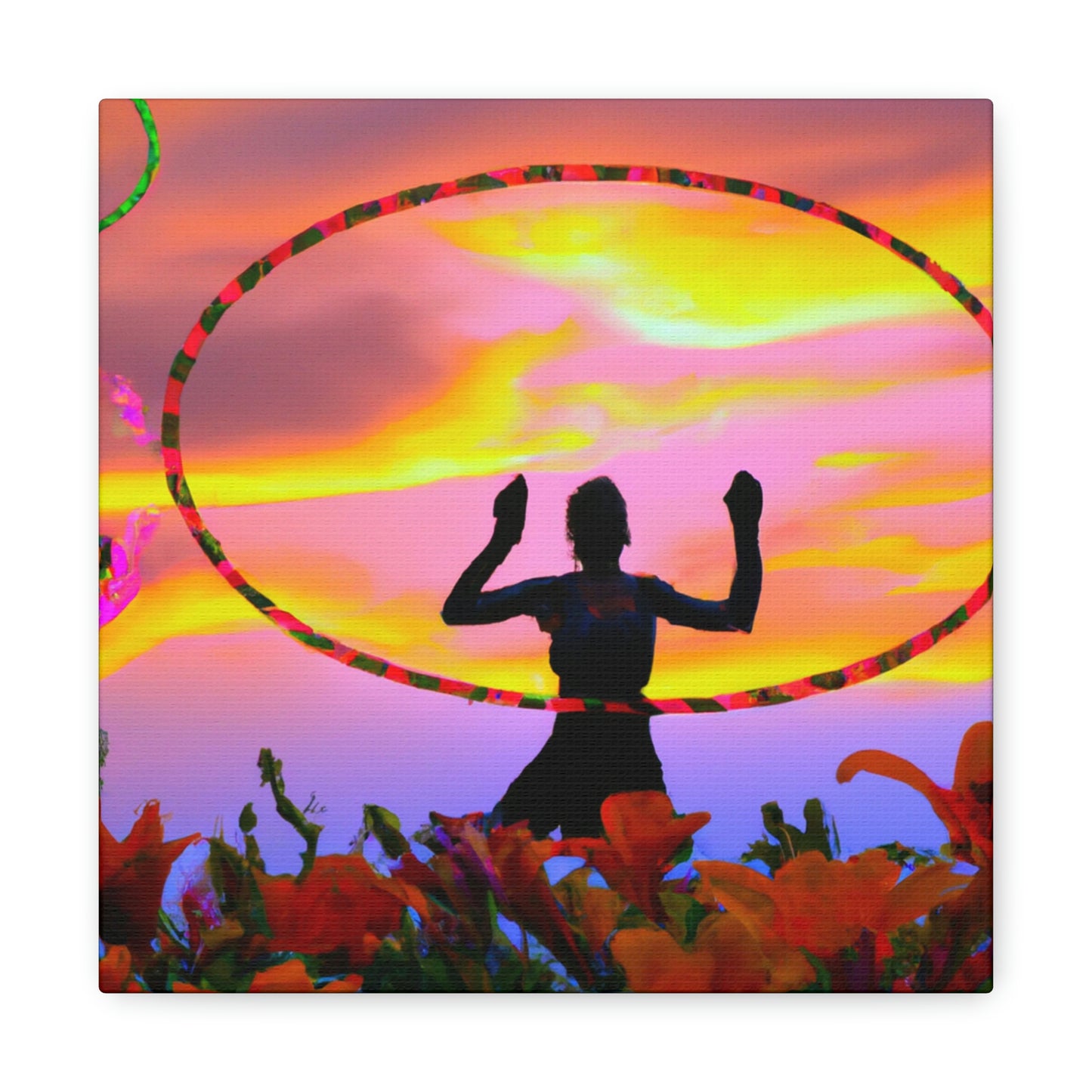 Hula Hoop Sunset Painter - Leinwand