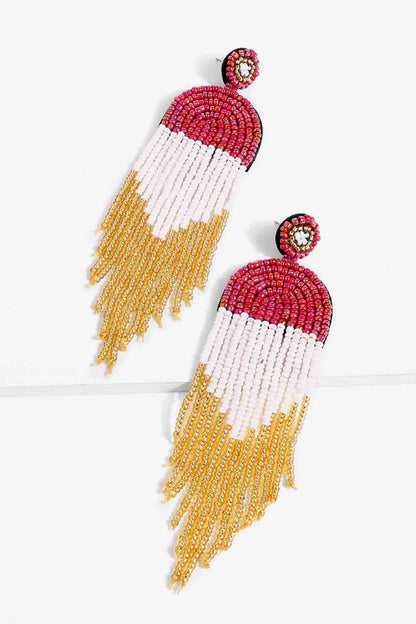 Beaded Fringe Dangle Earrings