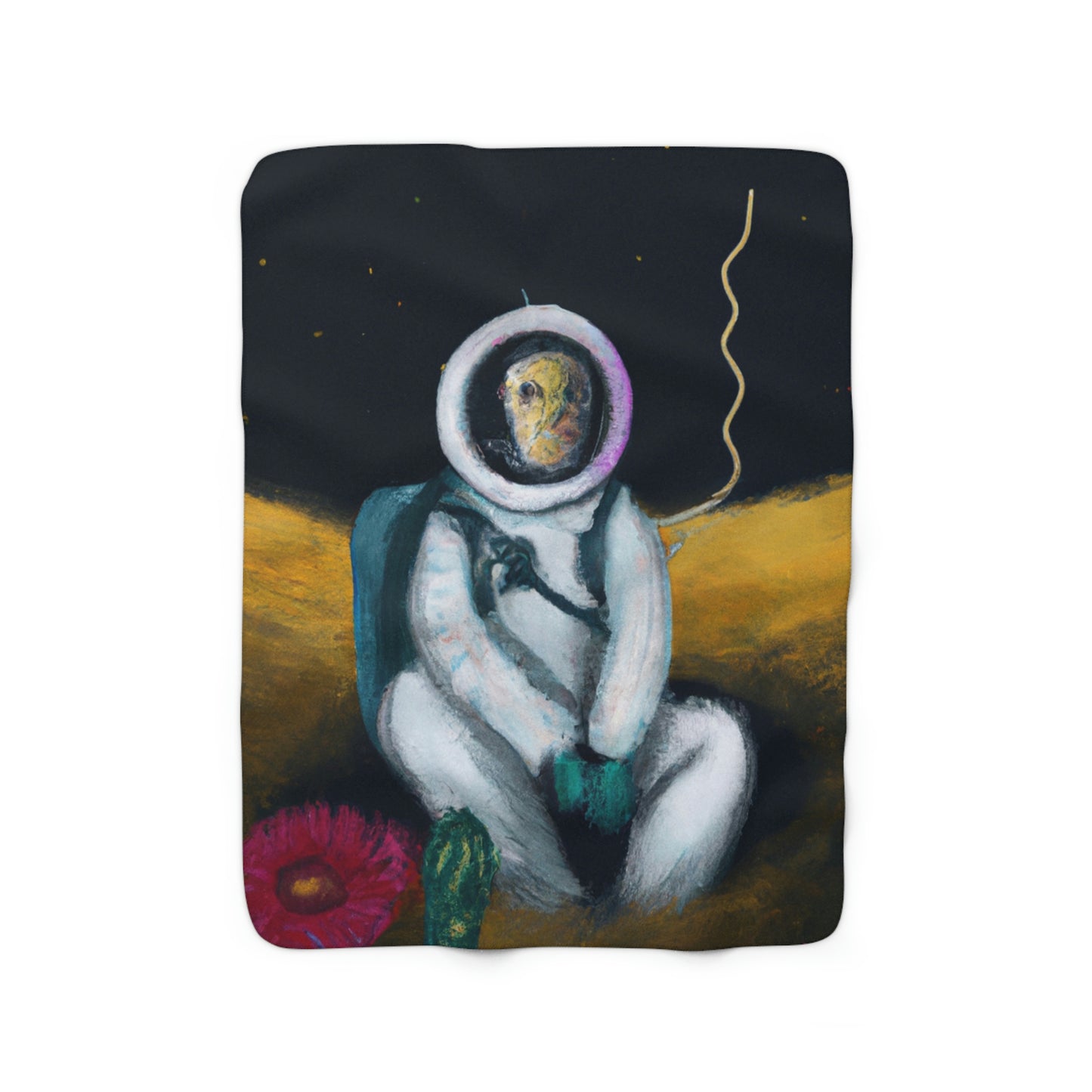 "Alone in the Dark: A Solitary Astronaut's Survival" - The Alien Sherpa Fleece Blanket