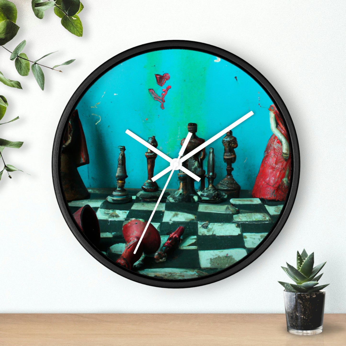 "A Forgotten Chess Set: Ready for a New Match" - The Alien Wall Clock