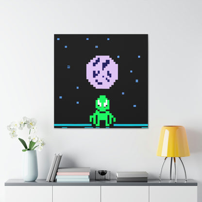 "Lonely Witness of the Night Sky" - The Alien Canva Pixel Art