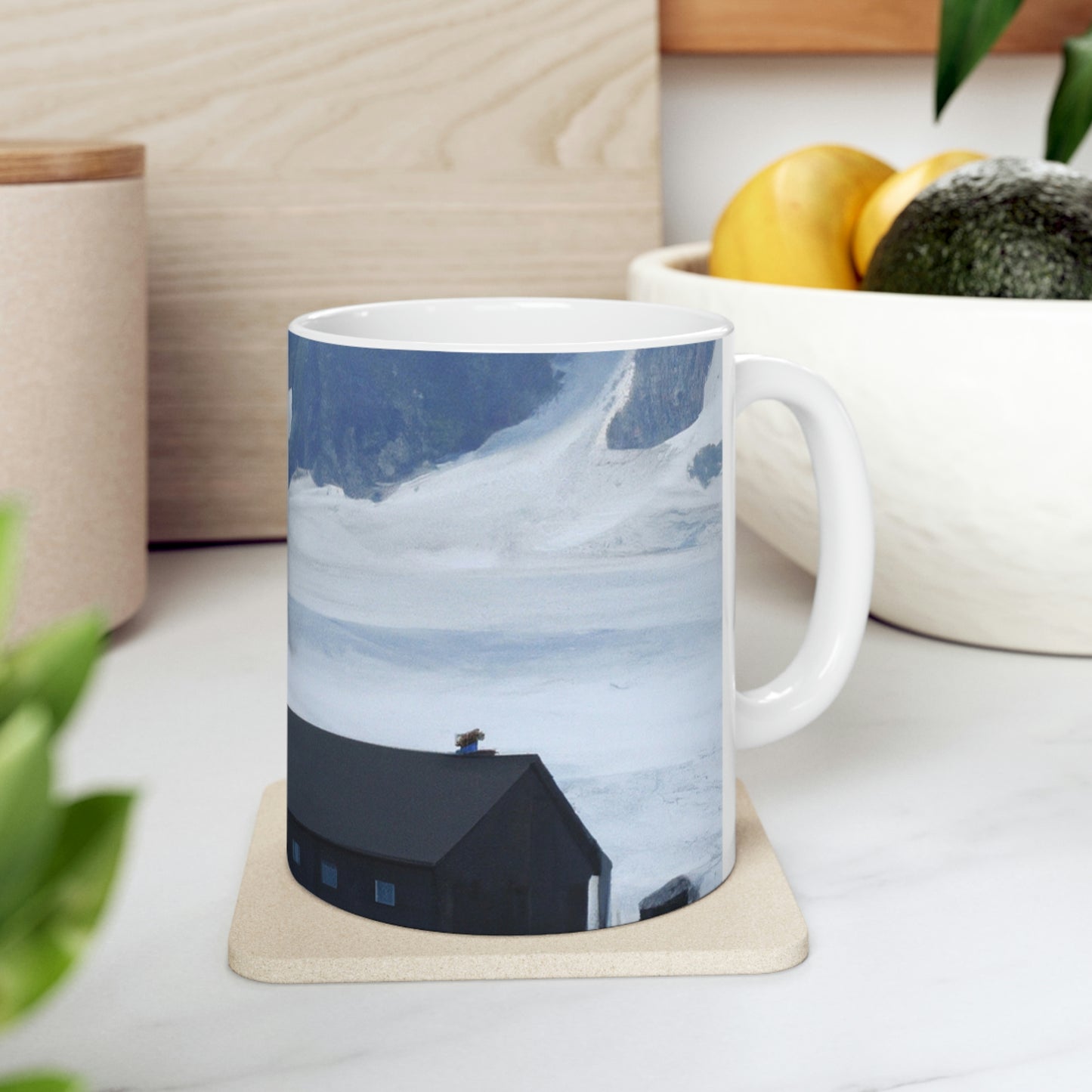 "Frozen Fears: A Haunted Glacier House" - The Alien Ceramic Mug 11 oz