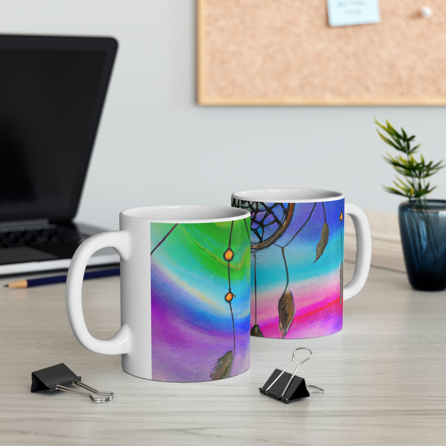 "A Galaxy of Dreams: A Colorful Dreamcatcher Captures Falling Stardust" - The Alien Ceramic Mug 11 oz