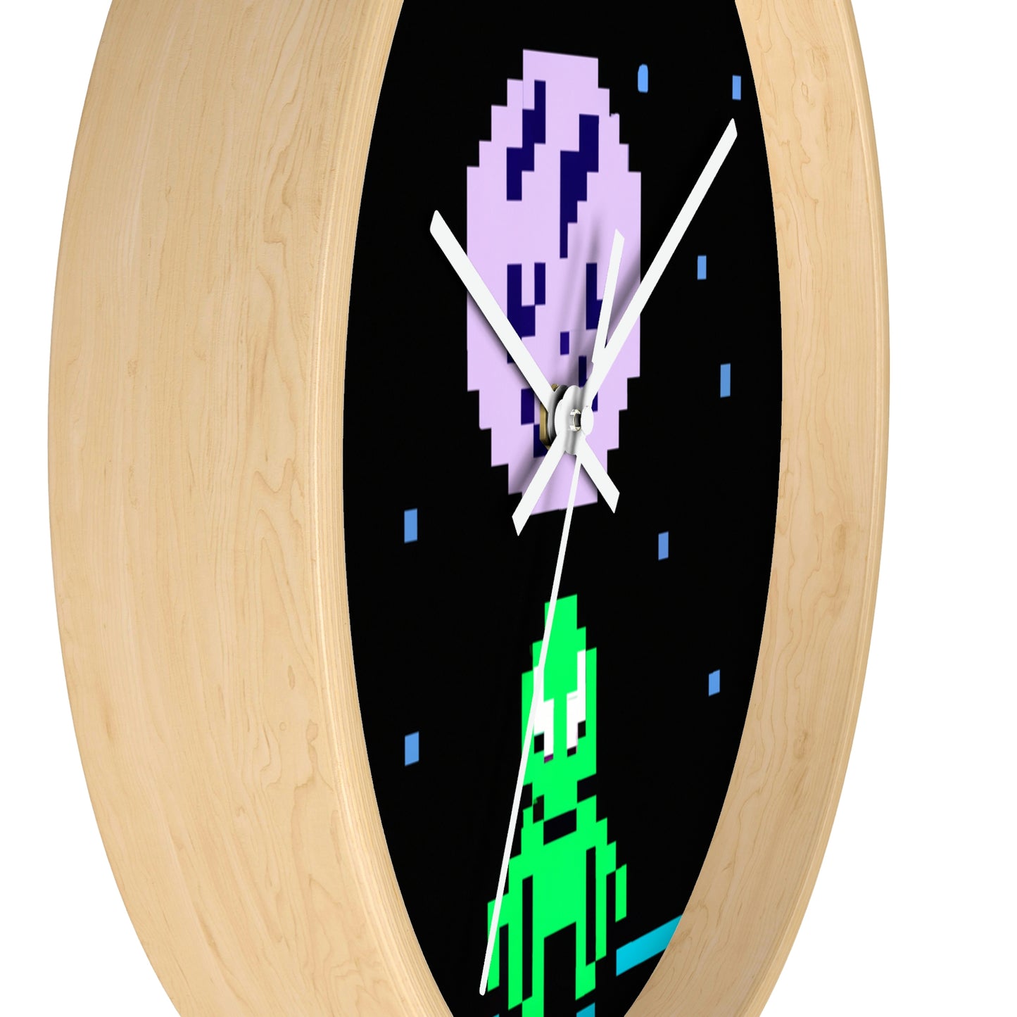 "Lonely Witness of the Night Sky" - The Alien Wall Clock Pixel Art