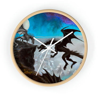 "Clash of Fire and Steel on the Moonlit Cliff" - The Alien Wall Clock