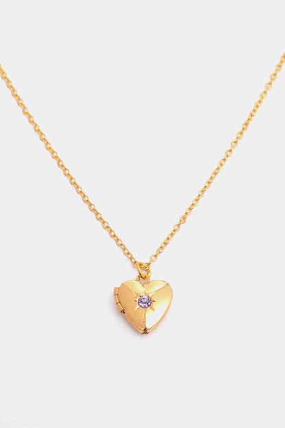 Collar con colgante chapado en oro de 14 quilates con forma de corazón y circón